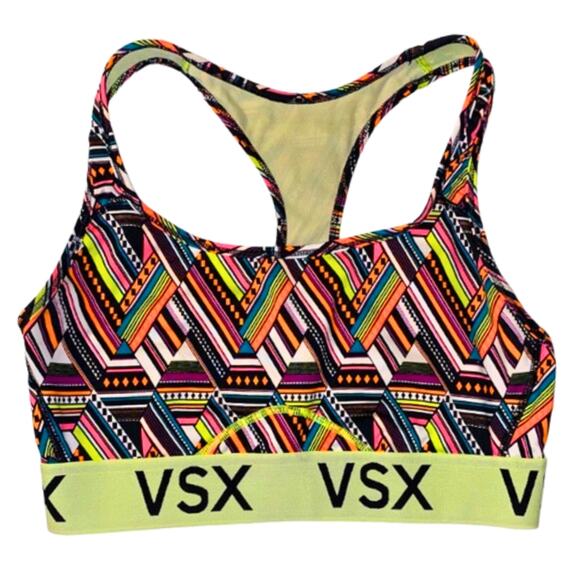 VSX Victoria Secret Performance Sports Bra Racerback Geometric Medium EUC - Picture 1 of 8